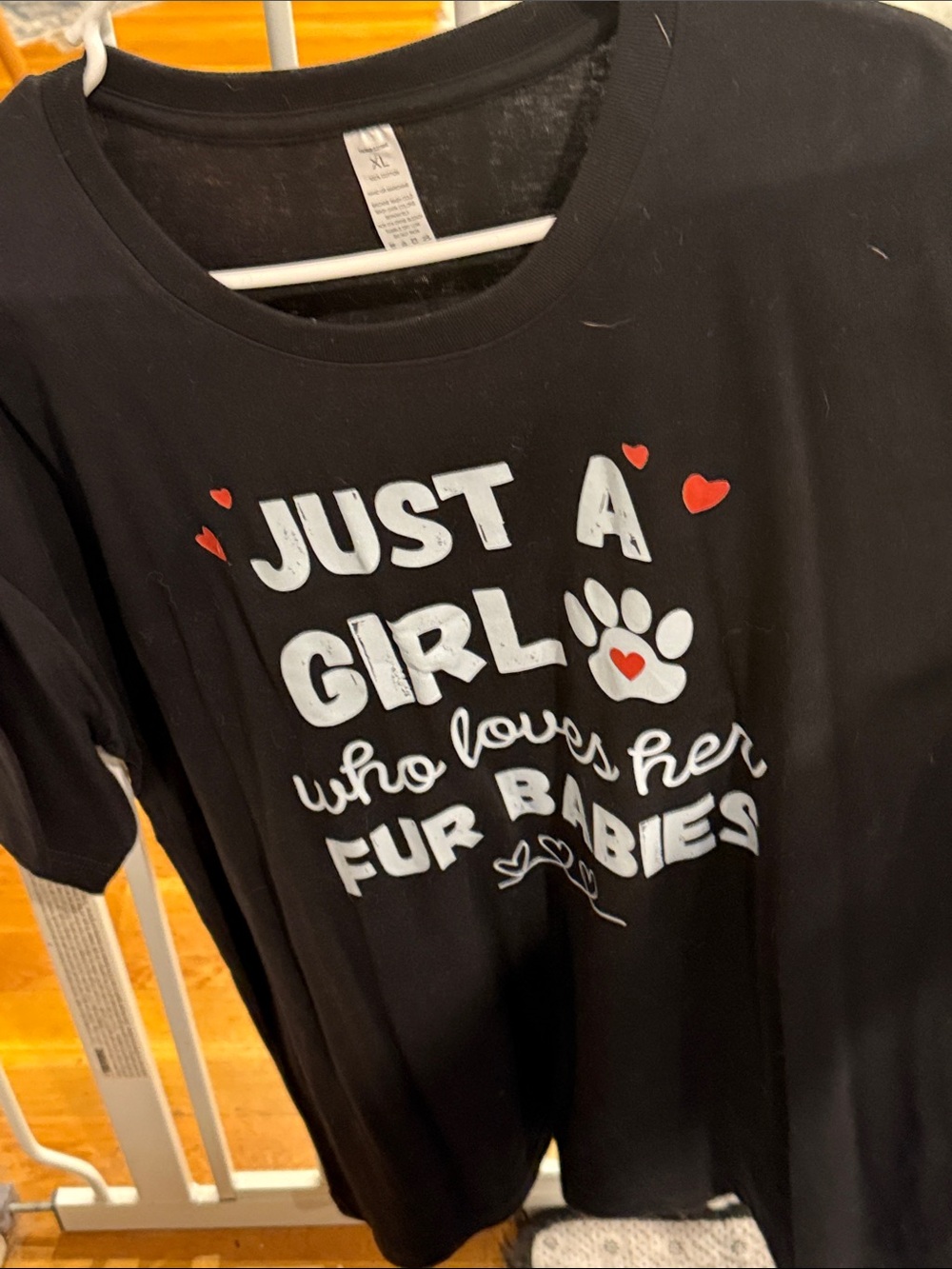 Just a Girl Who Loves Her Fur Babies Black Pet Lover T-Shirt size XL